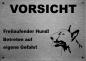 Preview: Edelstahl Warnschild Bullterrier VORSICHT Freilaufender Hund! Betreten auf eigene Gefahr!